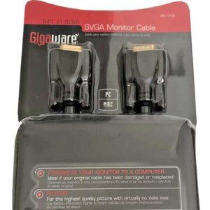 Gigaware SVGA Monitor Cable 6 Ft PC/MAC-Connect monitor to computer 26-1412